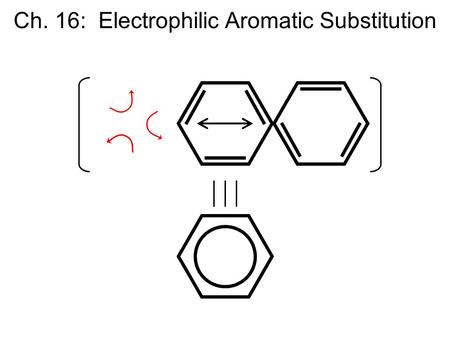 Ch. 16: Electrophilic Aromatic Substitution. Relative Heats of Hydrogenation (McMurry: Figure 15.2, p. 565) -118 kJ/mol -230 kJ/mol “” -356 kJ/mol -206.