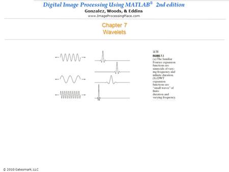 © 2010 Gatesmark, LLC Digital Image Processing Using MATLAB ® 2nd edition Gonzalez, Woods, & Eddins www.ImageProcessingPlace.com Chapter 7 Wavelets.
