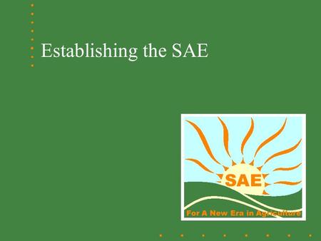 Establishing the SAE. Teacher Responsibilities Provide classroom instruction Correlate instruction with the SAE Encourage high standards Promote accurate.