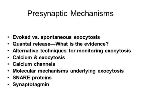 Presynaptic Mechanisms