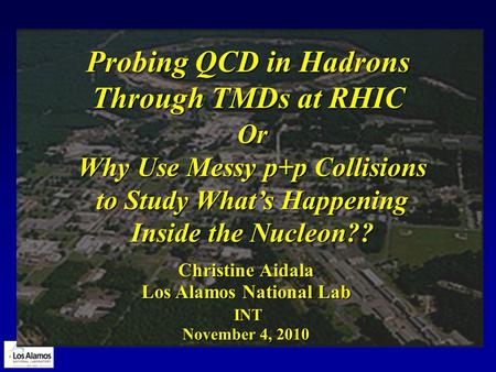 Probing QCD in Hadrons Through TMDs at RHIC Los Alamos National Lab Christine Aidala November 4, 2010 INT Or Why Use Messy p+p Collisions to Study What’s.