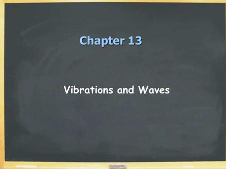Chapter 13 Vibrations and Waves.  When x is positive, F is negative ;  When at equilibrium (x=0), F = 0 ;  When x is negative, F is positive ; Hooke’s.