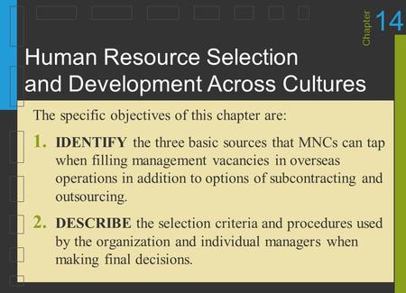 Human Resource Selection and Development Across Cultures