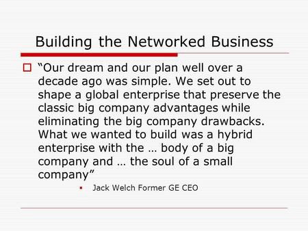 Building the Networked Business