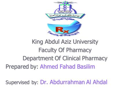 King Abdul Aziz University Faculty Of Pharmacy