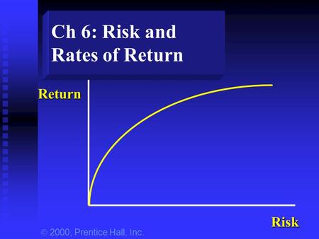 Ch 6: Risk and Rates of Return Return Risk  2000, Prentice Hall, Inc.