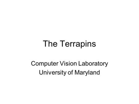 The Terrapins Computer Vision Laboratory University of Maryland.