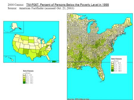 2000 Census: TM-P067. Percent of Persons Below the Poverty Level in 1999 Source: American Factfinder (accessed Oct. 21, 2003)