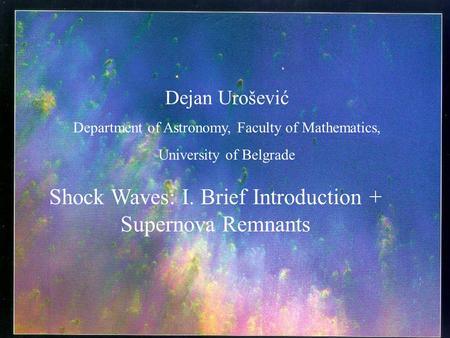 Shock Waves: I. Brief Introduction + Supernova Remnants