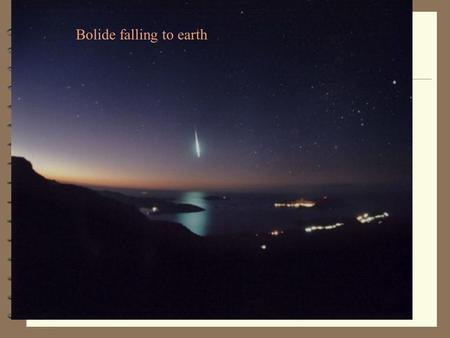 Bolide falling to earth. Lake effect snow over the Great Lakes.