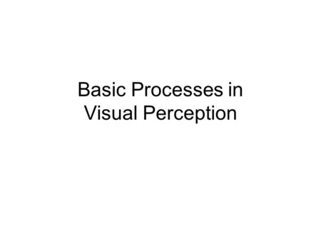 Basic Processes in Visual Perception