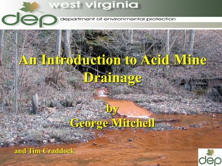 An Introduction to Acid Mine Drainage by George Mitchell and Tim Craddock.