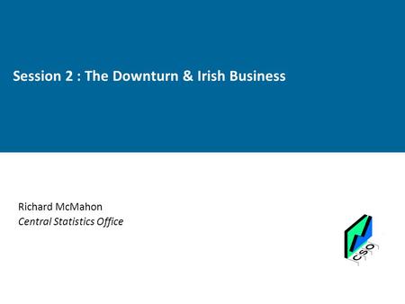 Session 2 : The Downturn & Irish Business Richard McMahon Central Statistics Office.