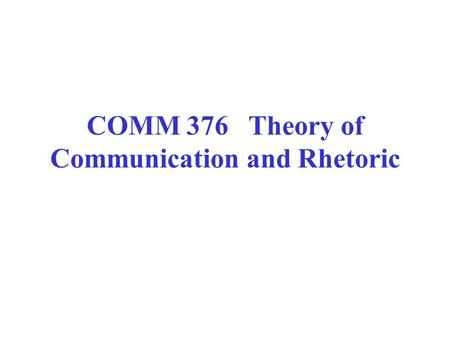 COMM 376 Theory of Communication and Rhetoric. Finding research on a theory Use References listed in textbook Search by author’s last name in EBSCOhost.