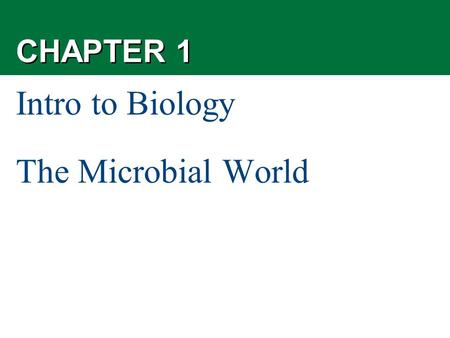 CHAPTER 1 Intro to Biology The Microbial World. Biology is the scientific study of life. The Scope of Life –Life is structured on a size scale ranging.