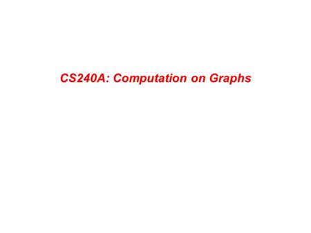 CS240A: Computation on Graphs. Graphs and Sparse Matrices 1 1 1 2 1 1 1 3 1 1 1 4 1 1 5 1 1 6 1 1 1 2 3 4 5 6 3 6 2 1 5 4 Sparse matrix is a representation.