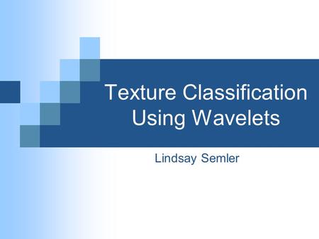 Texture Classification Using Wavelets Lindsay Semler.