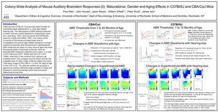 Colony-Wide Analysis of Mouse Auditory Brainstem Responses (II): Maturational, Gender and Aging Effects in C57Bl/6J and CBA/CaJ Mice Paul Allen 1, John.