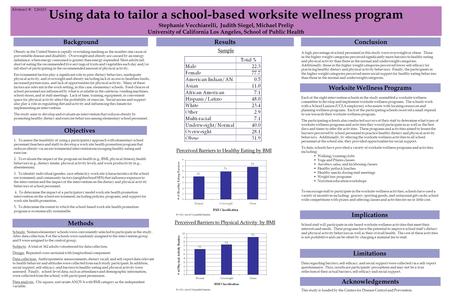 Using data to tailor a school-based worksite wellness program Stephanie Vecchiarelli, Judith Siegel, Michael Prelip University of California Los Angeles,