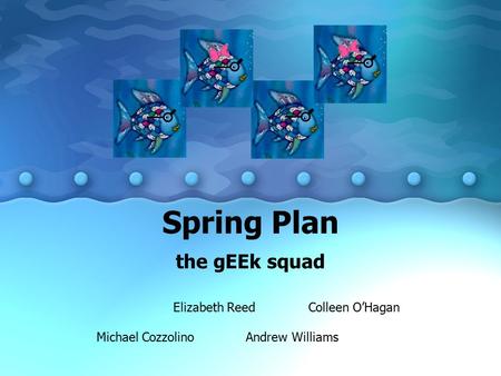 Spring Plan the gEEk squad Michael Cozzolino Elizabeth Reed Andrew Williams Colleen O’Hagan.
