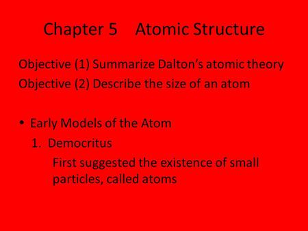 Chapter 5 Atomic Structure