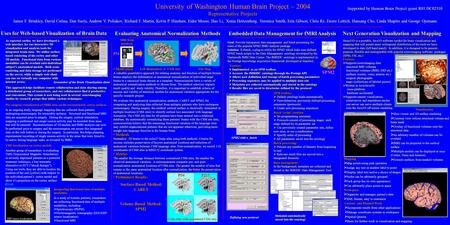 University of Washington Human Brain Project – 2004 Representative Projects Uses for Web-based Visualization of Brain Data Next Generation Visualization.