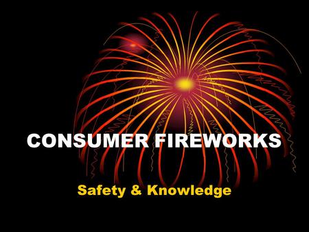 CONSUMER FIREWORKS Safety & Knowledge. DISCLAIMER As an operator of consumer fireworks, you are 100% liable for your safety and the safety of others.
