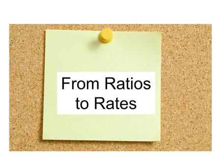 Unit Rate Review From Ratios to Rates.
