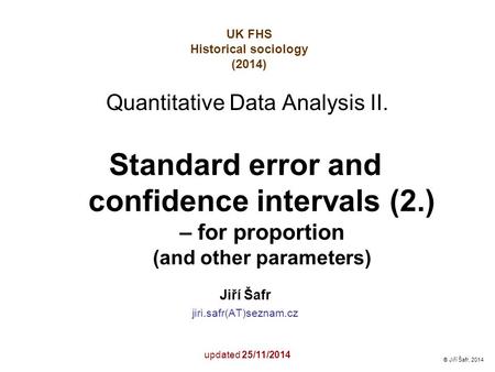 Quantitative Data Analysis II.