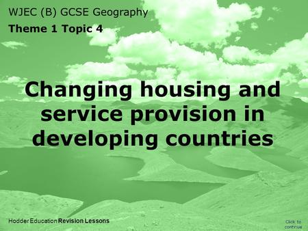 Changing housing and service provision in developing countries