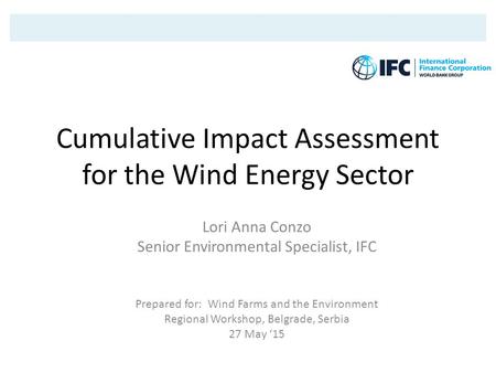 Cumulative Impact Assessment for the Wind Energy Sector