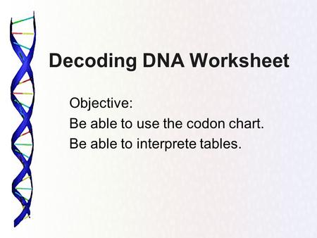 Decoding DNA Worksheet