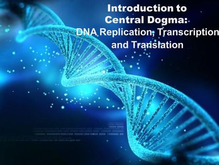 Introduction to Central Dogma: DNA Replication, Transcription and Translation.