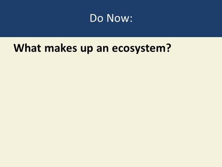 Do Now: What makes up an ecosystem?.
