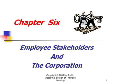 Copyright © 2003 by South- Western, a division of Thomson Learning1 Chapter Six Employee Stakeholders And The Corporation.