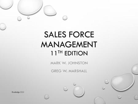 Sales Force Management 11th Edition