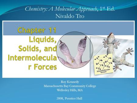 2008, Prentice Hall Chemistry: A Molecular Approach, 1 st Ed. Nivaldo Tro Roy Kennedy Massachusetts Bay Community College Wellesley Hills, MA.