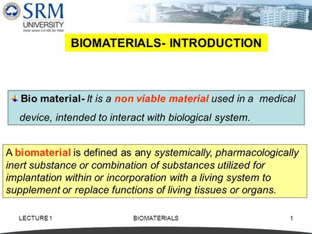 BIOMATERIALS- INTRODUCTION