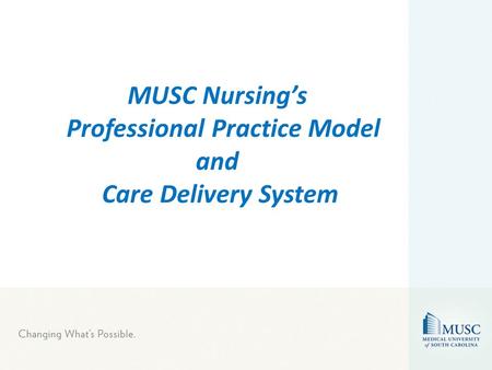 MUSC Nursing’s Professional Practice Model and Care Delivery System