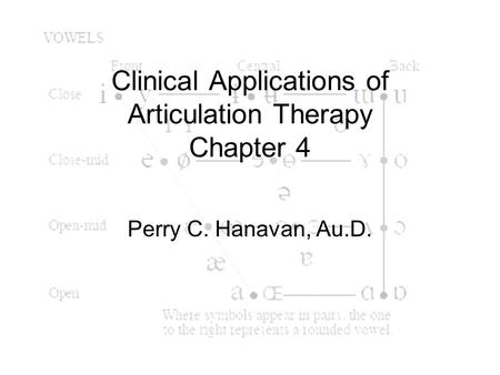 Clinical Applications of Articulation Therapy Chapter 4 Perry C. Hanavan, Au.D.