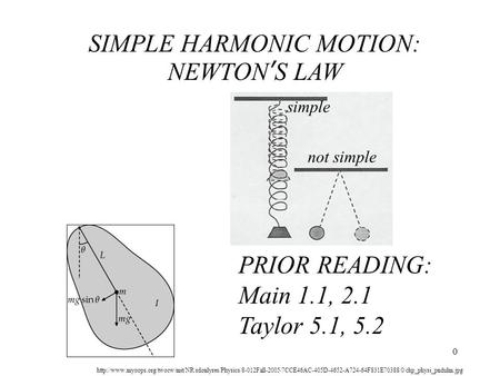 The simple pendulum Energy approach q T m mg PH421:Oscillations F09