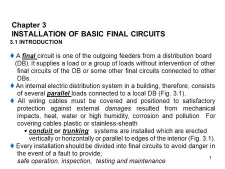 Chapter 3 INSTALLATION OF BASIC FINAL CIRCUITS