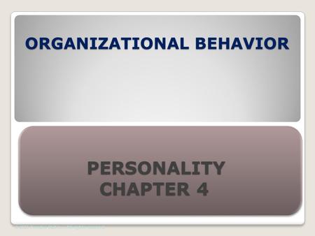 ORGANIZATIONAL BEHAVIOR © 2003 Prentice Hall Inc. All rights reserved. PERSONALITY CHAPTER 4.