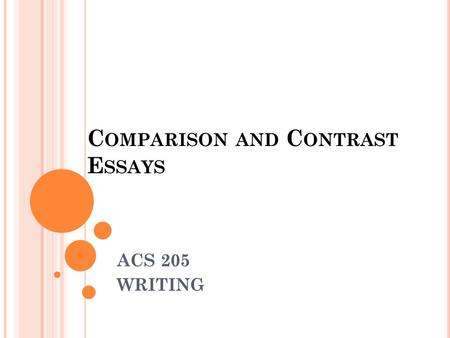 Comparison and Contrast Essays