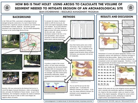 HOW BIG IS THAT HOLE? USING ARCGIS TO CALCULATE THE VOLUME OF SEDIMENT NEEDED TO MITIGATE EROSION OF AN ARCHAEOLOGICAL SITE SEAN STCHERBININE – RESOURCE.