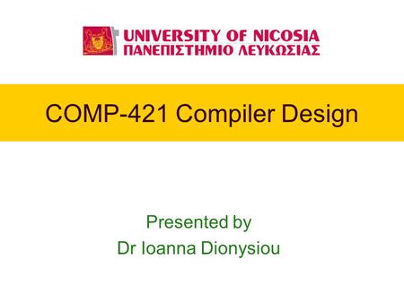 Presented by Dr Ioanna Dionysiou