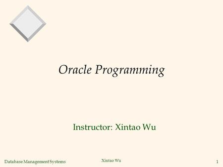 Database Management Systems 1 Xintao Wu Oracle Programming Instructor: Xintao Wu.
