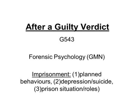Forensic Psychology (GMN)