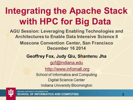Integrating the Apache Stack with HPC for Big Data