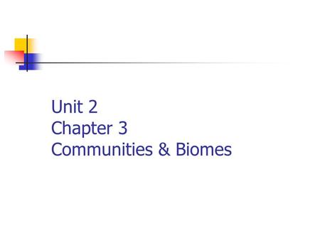 Unit 2 Chapter 3 Communities & Biomes